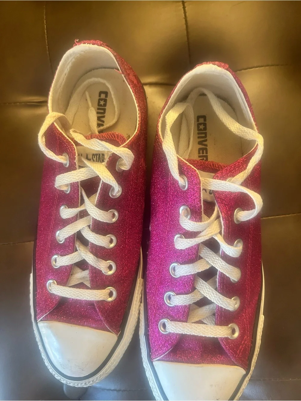 Women’s hot pink glitter Converse low tops